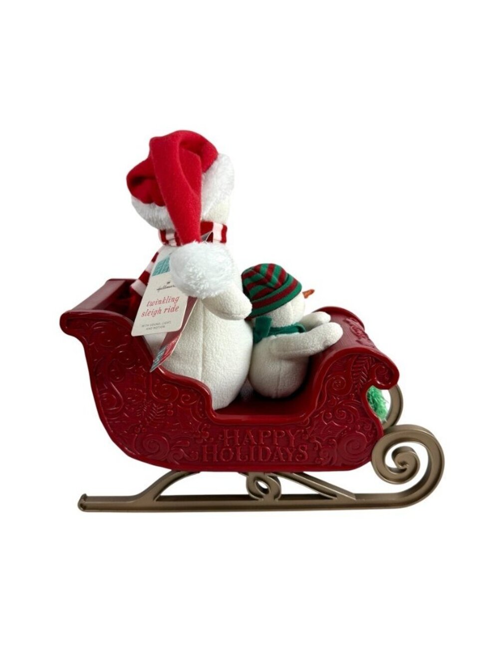 Hallmark Jingle Pals Plush Twinkling Sleigh Ride Snowman 2016 NEW - Picture 5 of 6